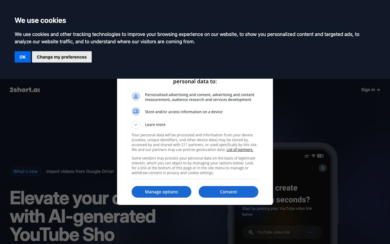 2short.ai Pros and Cons | User Likes & Dislikes — zrzut ekranu interfejsu