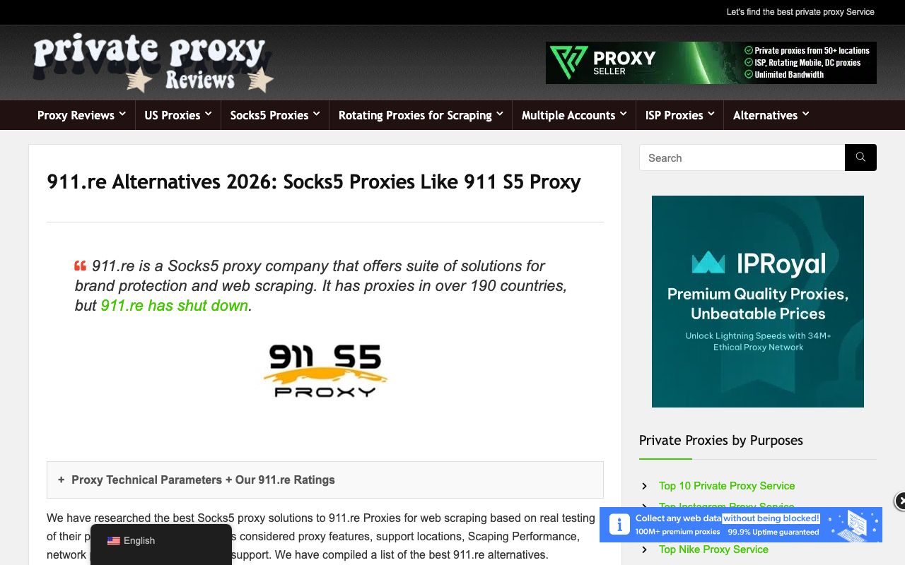 922 S5 Proxy — zrzut ekranu interfejsu