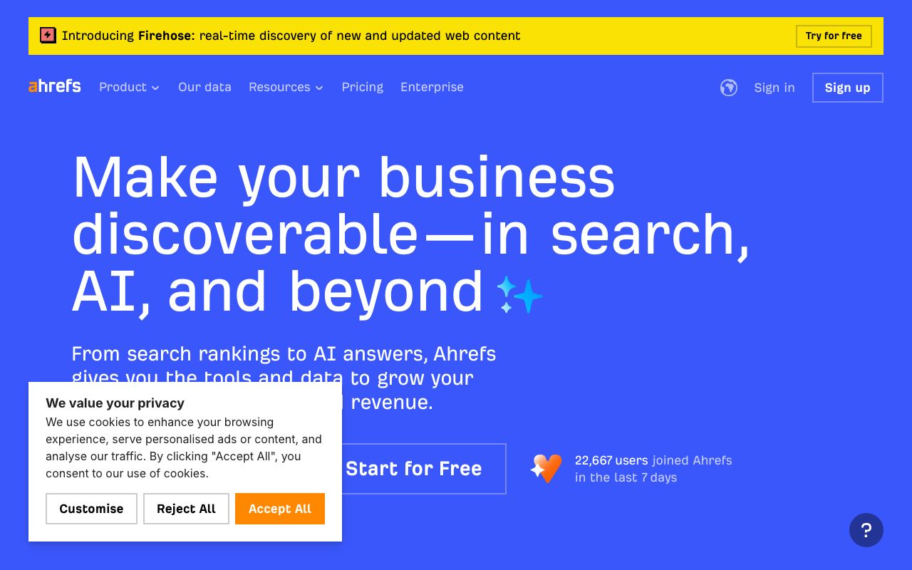 Ahrefs — zrzut ekranu interfejsu