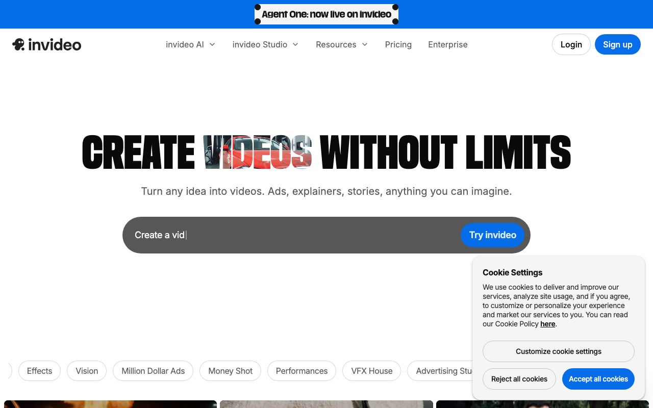 InVideo — zrzut ekranu interfejsu