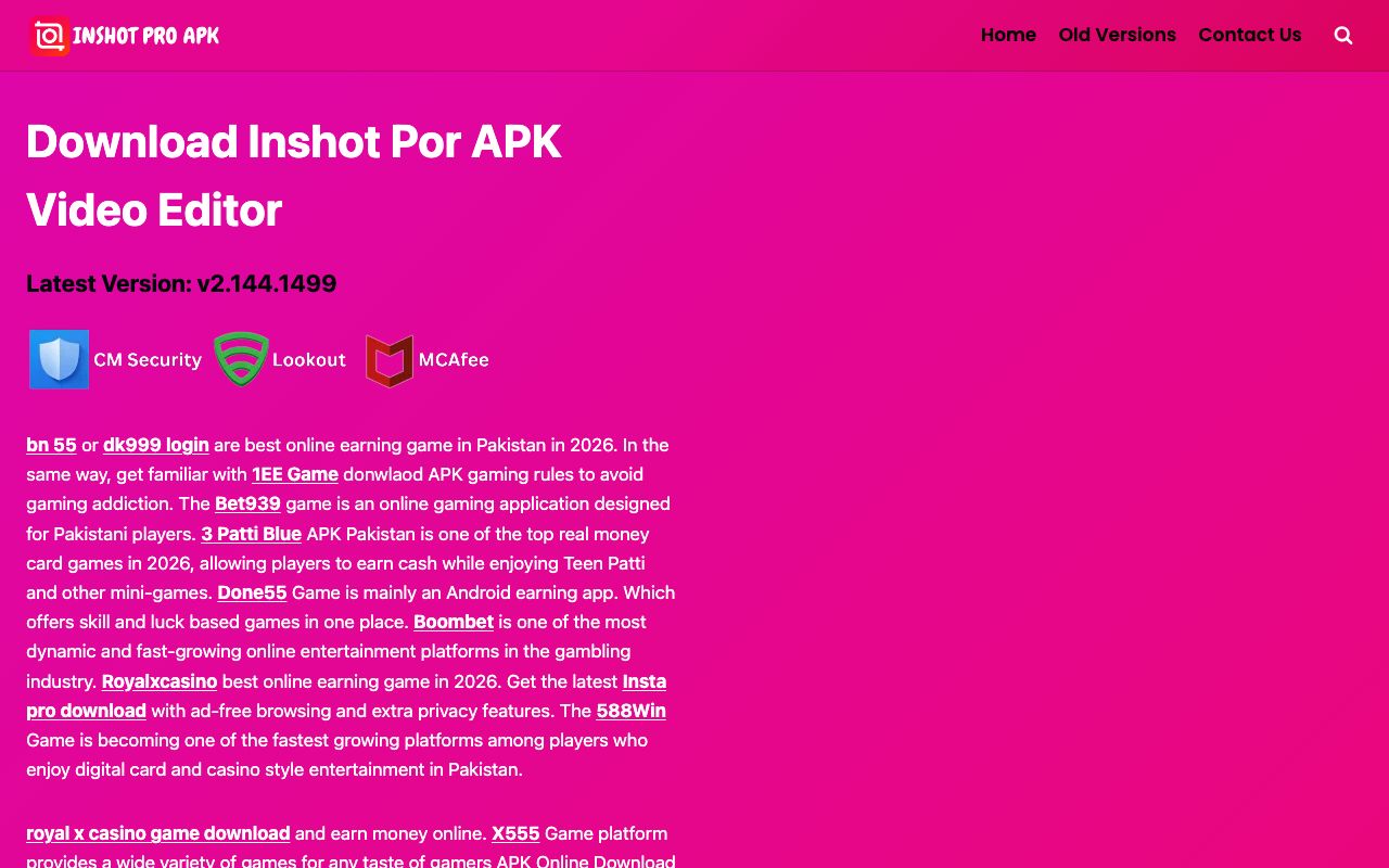 Inshot Pro Apk — zrzut ekranu interfejsu