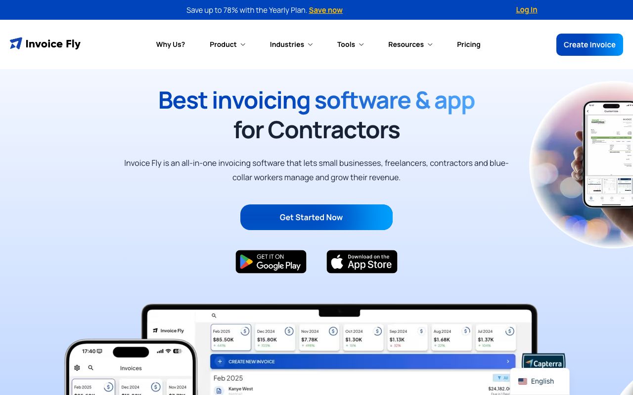 Invoice Fly — zrzut ekranu interfejsu