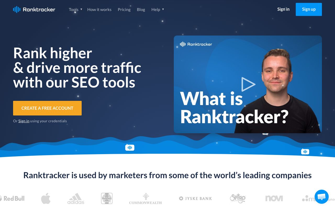 Ranktracker — zrzut ekranu interfejsu