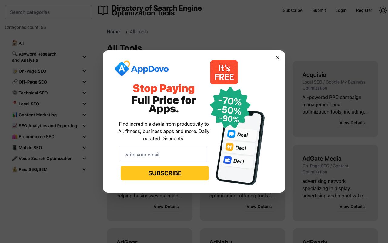 SEOprofiler — zrzut ekranu interfejsu