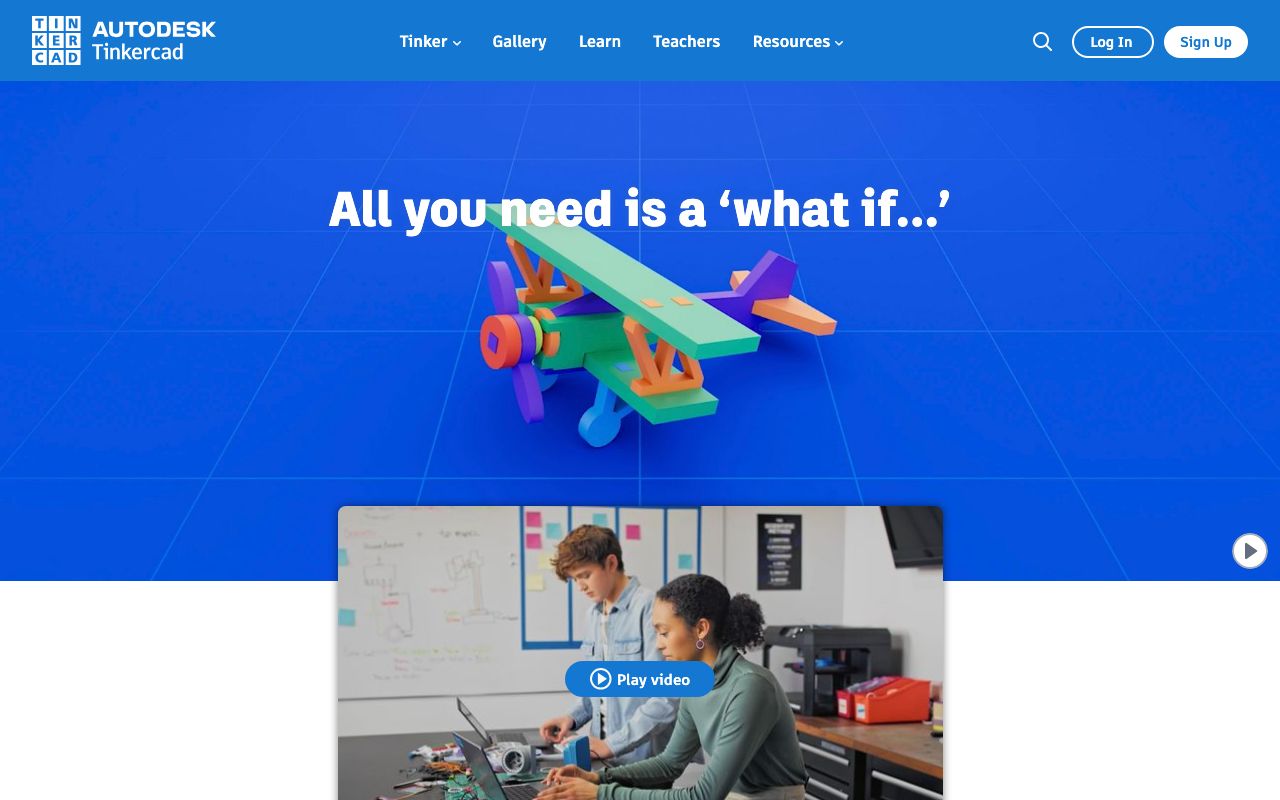 Tinkercad — zrzut ekranu interfejsu