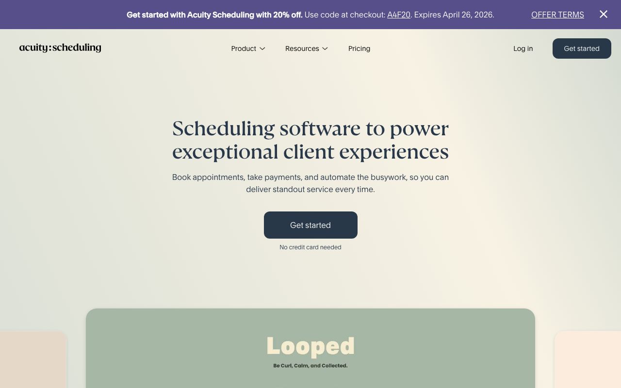 Acuity Scheduling — zrzut ekranu interfejsu
