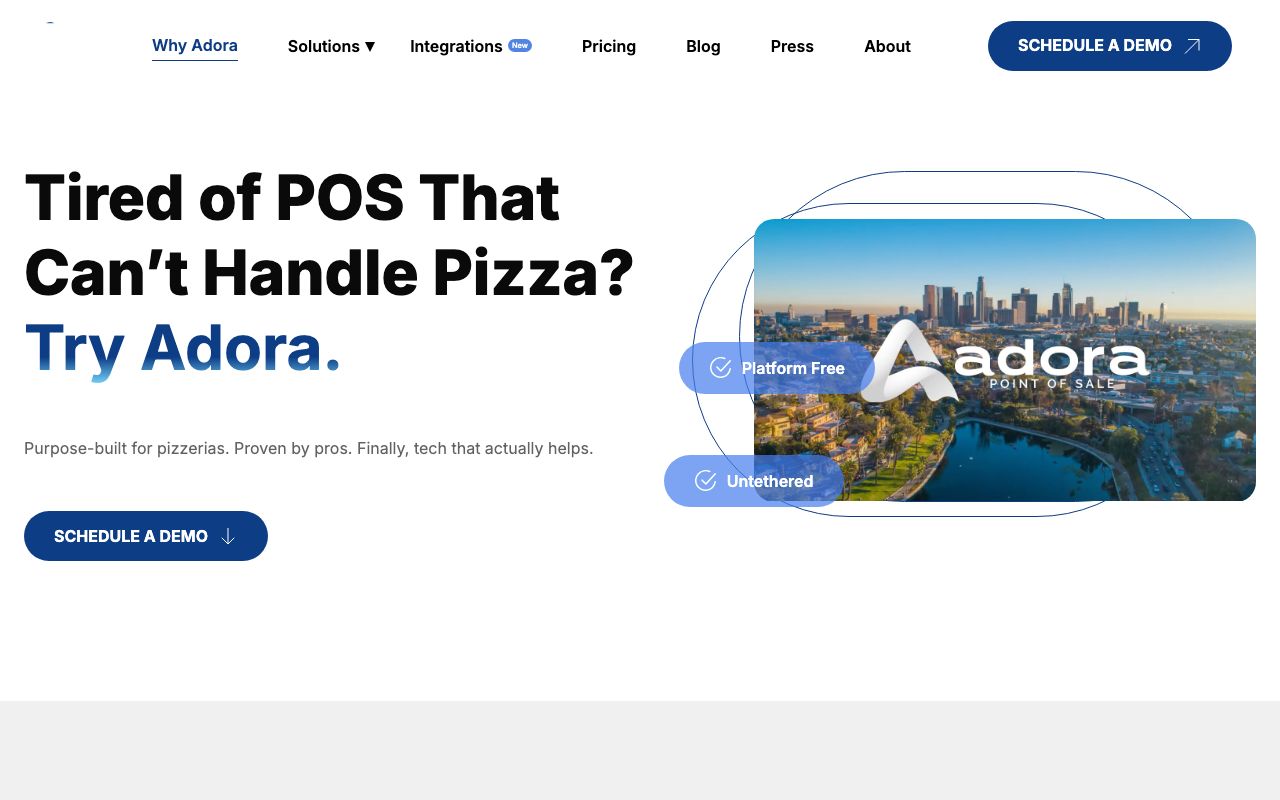 Adora POS — zrzut ekranu interfejsu