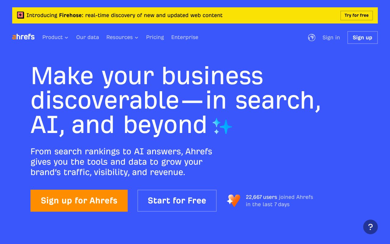 Ahrefs — zrzut ekranu interfejsu