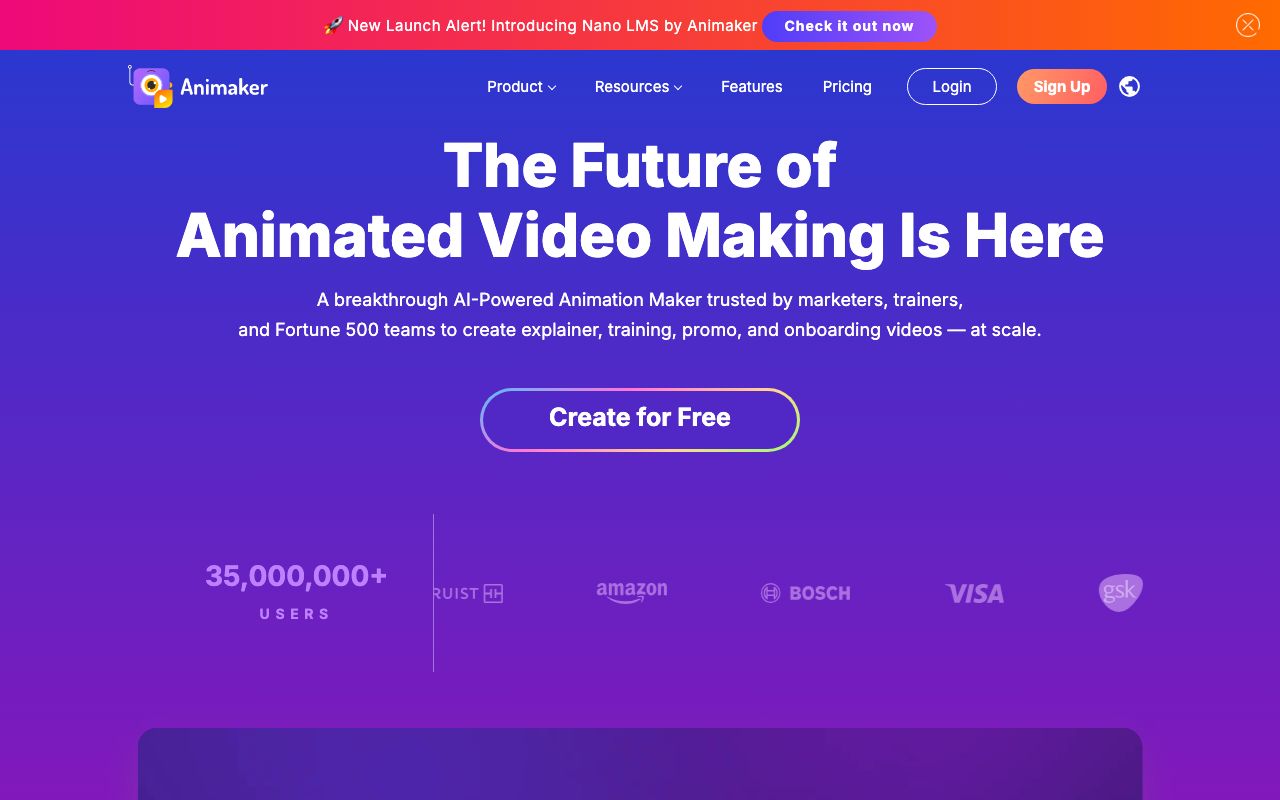 Animaker — zrzut ekranu interfejsu
