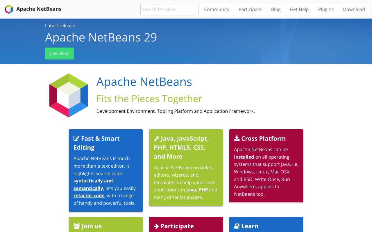 Apache NetBeans — zrzut ekranu interfejsu