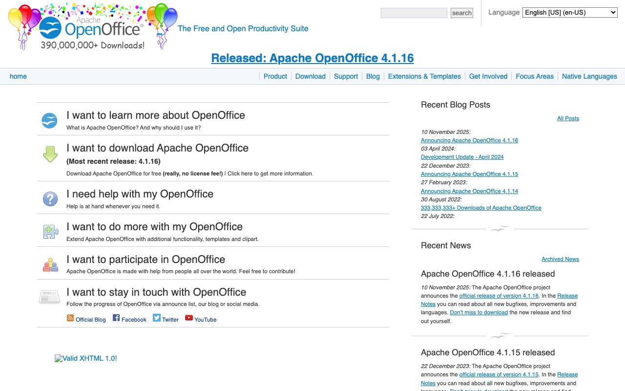 Apache OpenOffice Reviews, Pros and Cons — zrzut ekranu interfejsu
