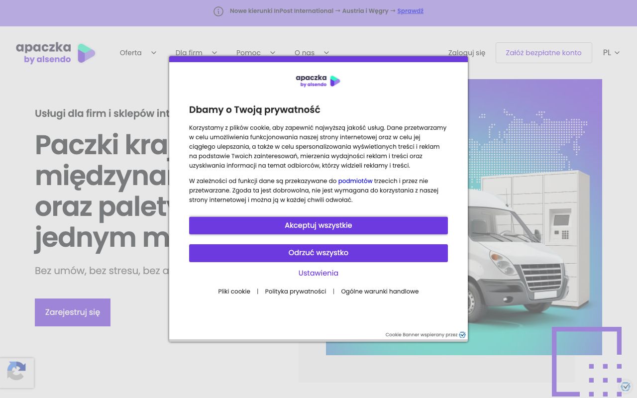 Apaczka — zrzut ekranu interfejsu