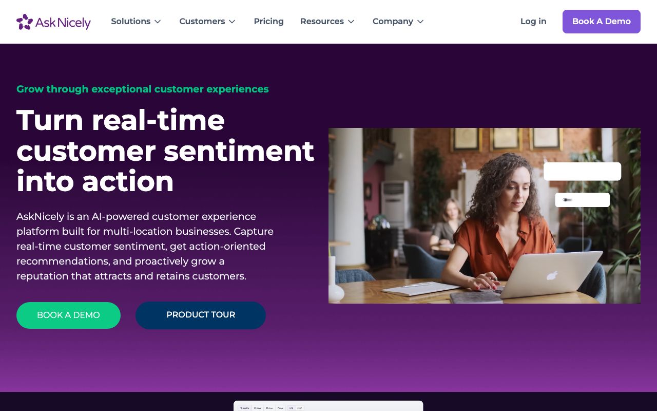AskNicely — zrzut ekranu interfejsu