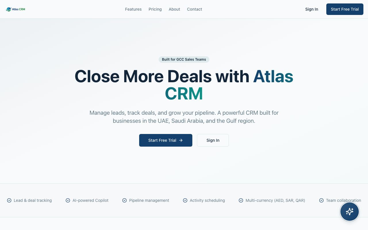 Atlas CRM — zrzut ekranu interfejsu