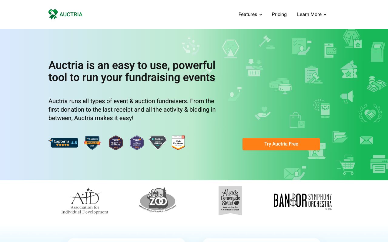 Auctria — zrzut ekranu interfejsu