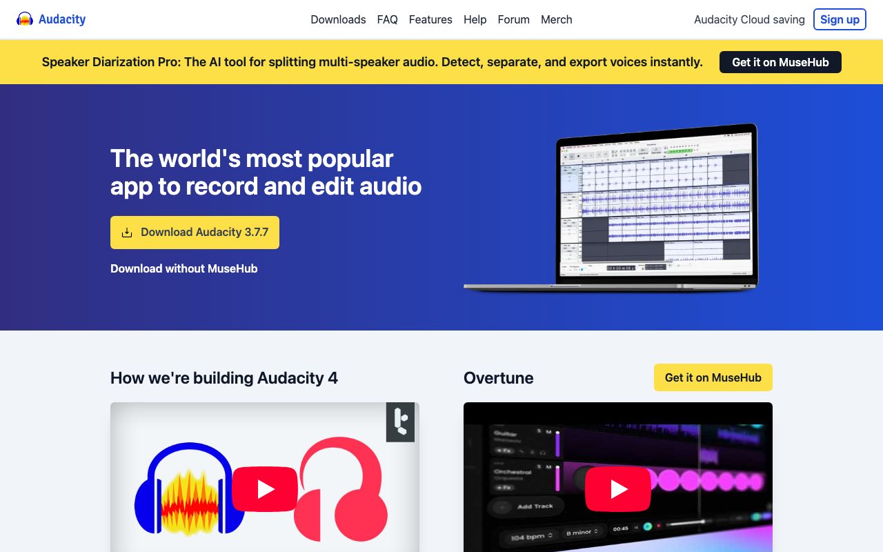 Audacity Reviews, Pros and Cons — zrzut ekranu interfejsu