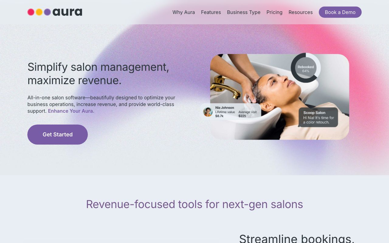 Aura Salonware — zrzut ekranu interfejsu