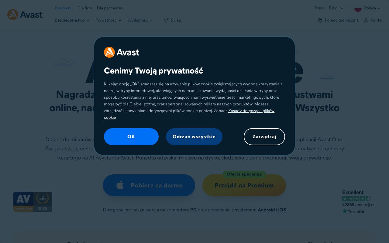 Avast Secure Browser Reviews, Pros and Cons — zrzut ekranu interfejsu