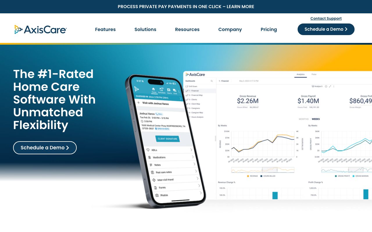AxisCare Reviews, Pros and Cons — zrzut ekranu interfejsu