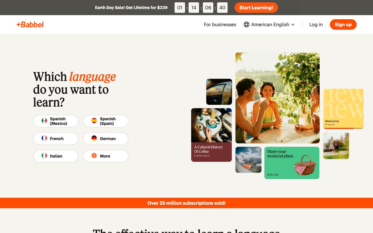 Babbel for Business — zrzut ekranu interfejsu