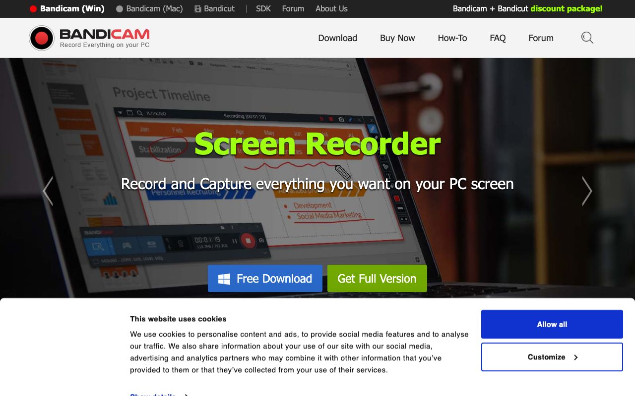 Bandicam Reviews, Pros and Cons — zrzut ekranu interfejsu