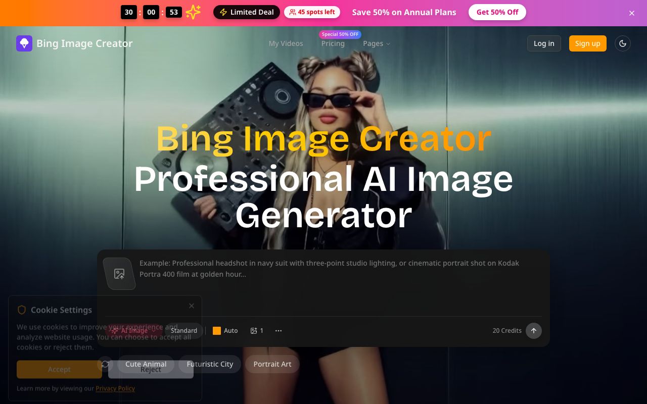 Bing Image Creator Software Pricing, Alternatives & ... — zrzut ekranu interfejsu