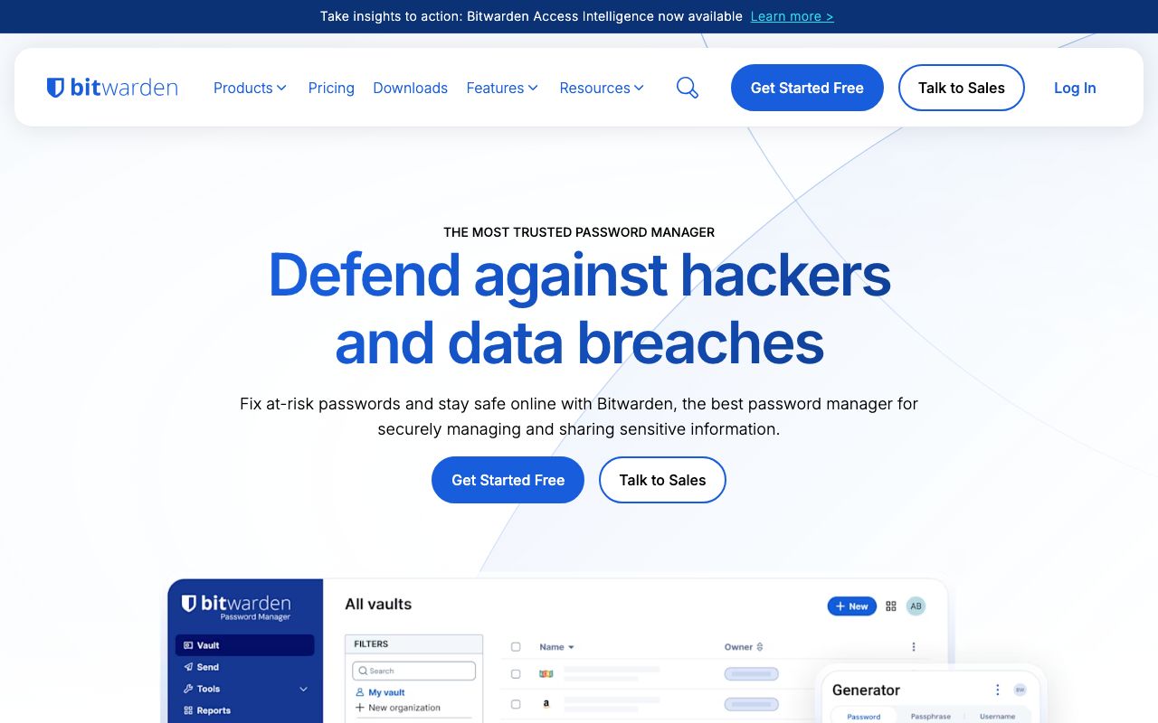Bitwarden — zrzut ekranu interfejsu