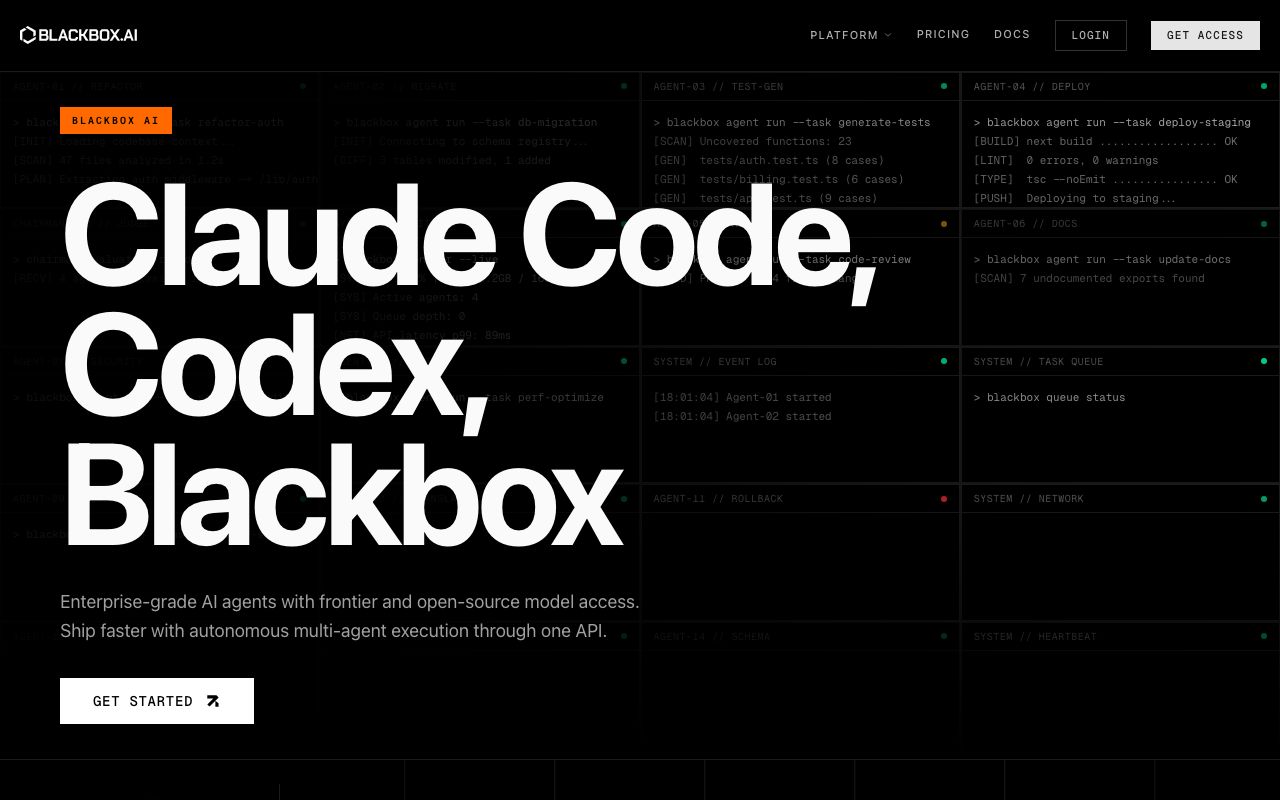 BlackBox AI — zrzut ekranu interfejsu