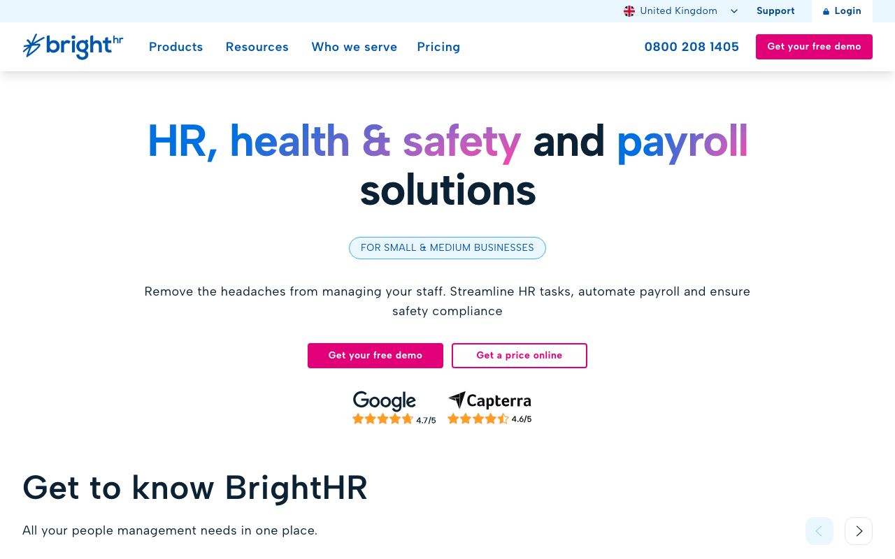 BrightHR — zrzut ekranu interfejsu