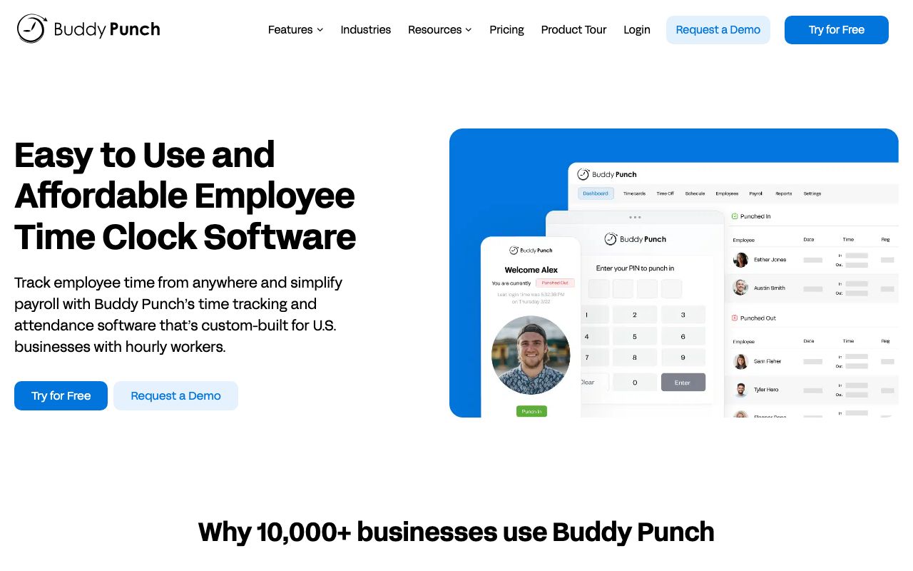 Buddy Punch — zrzut ekranu interfejsu