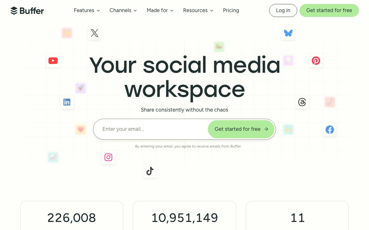 Buffer — zrzut ekranu interfejsu
