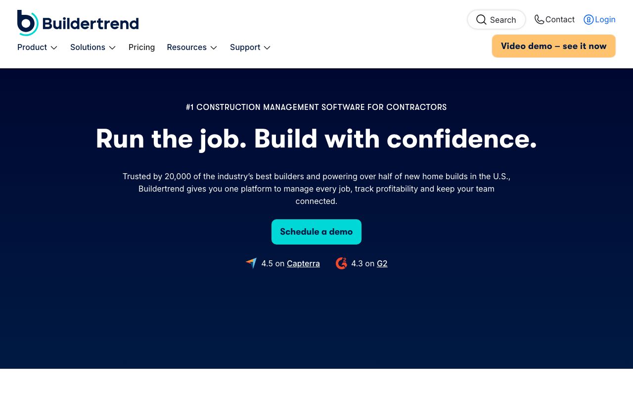 Buildertrend — zrzut ekranu interfejsu