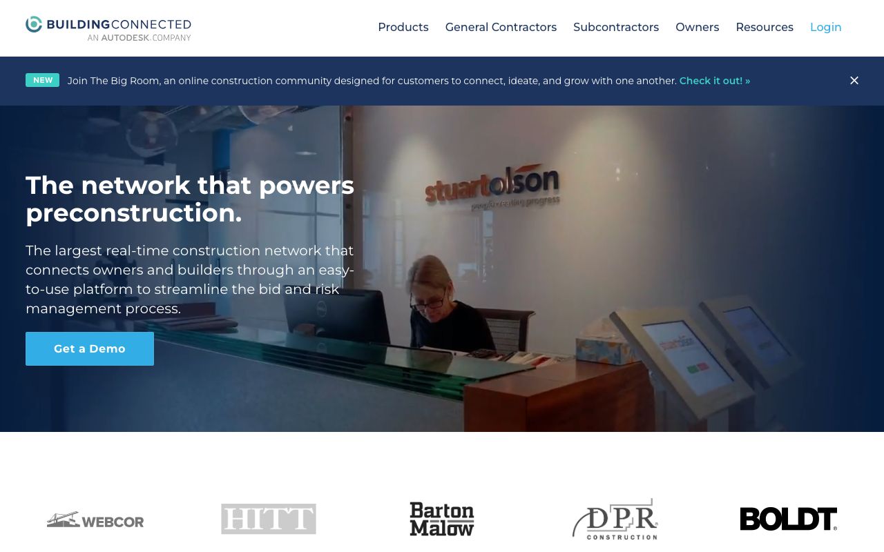 BuildingConnected — zrzut ekranu interfejsu