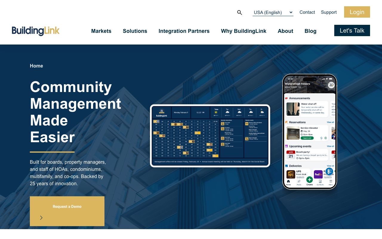 BuildingLink — zrzut ekranu interfejsu