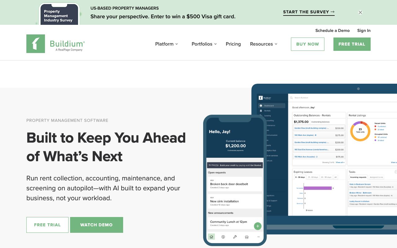 Buildium. Verified Reviews, Pros & Cons — zrzut ekranu interfejsu