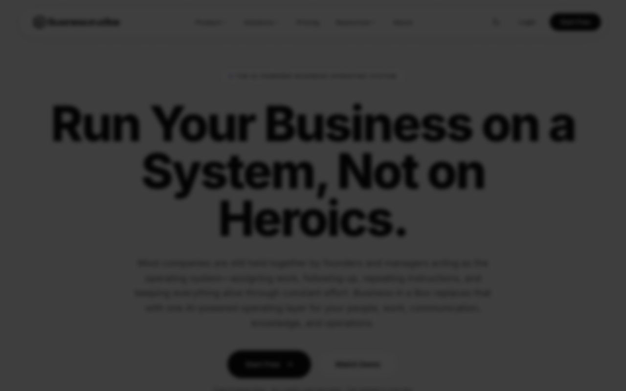 Business in a Box — zrzut ekranu interfejsu