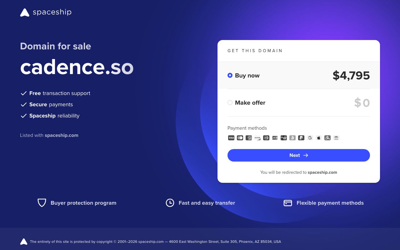 CADENCE — zrzut ekranu interfejsu