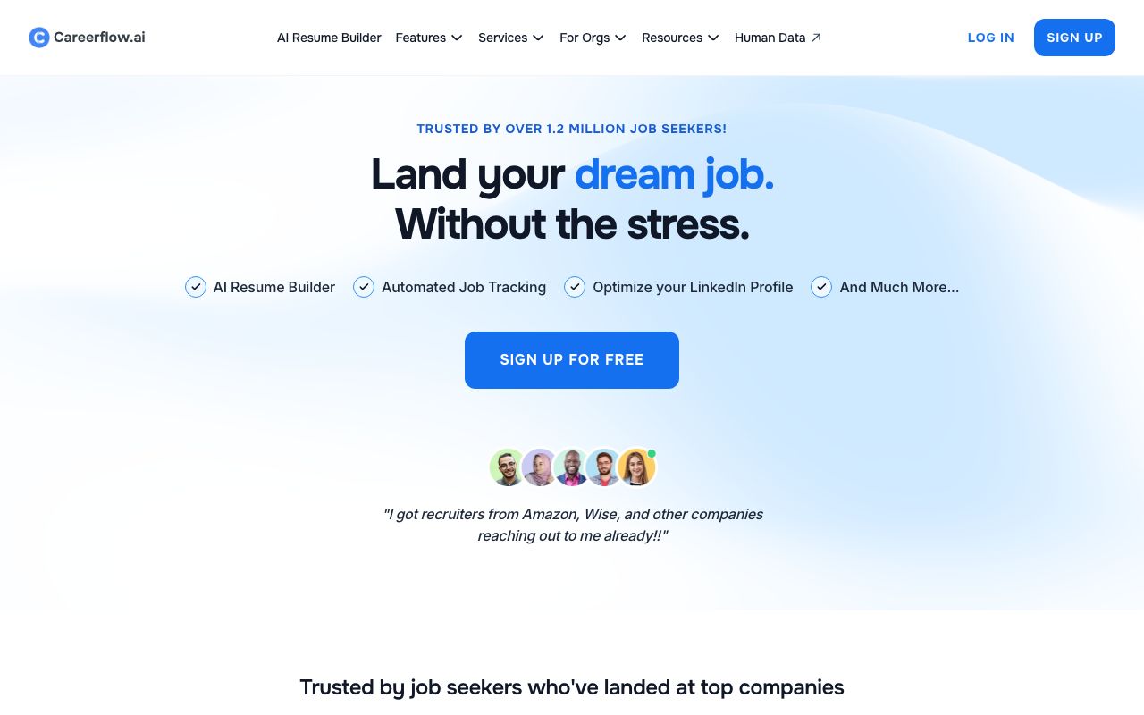 Careerflow.ai — zrzut ekranu interfejsu