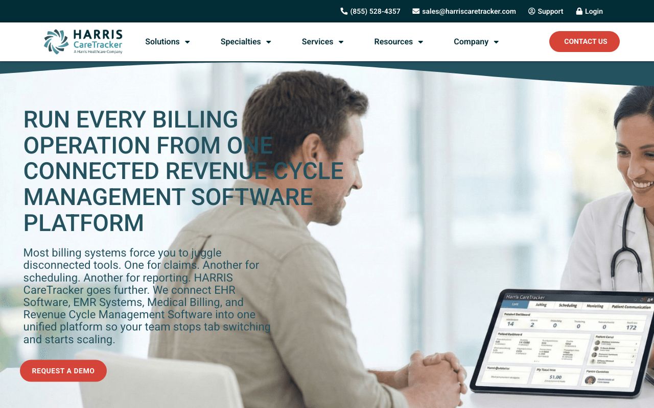 Harris CareTracker — zrzut ekranu interfejsu