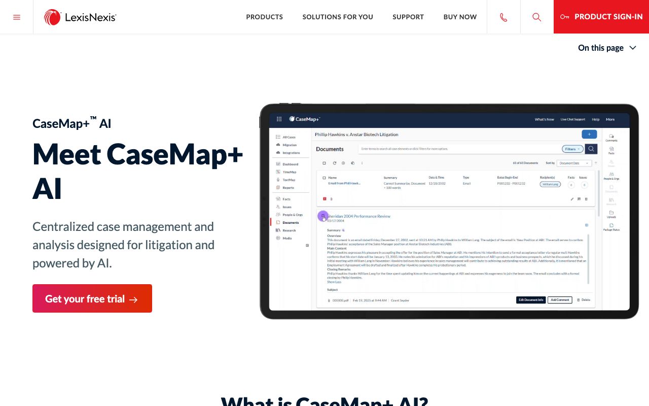 CaseMap+ AI — zrzut ekranu interfejsu