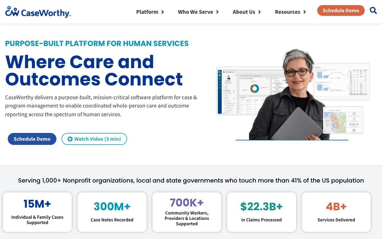 CaseWorthy — zrzut ekranu interfejsu