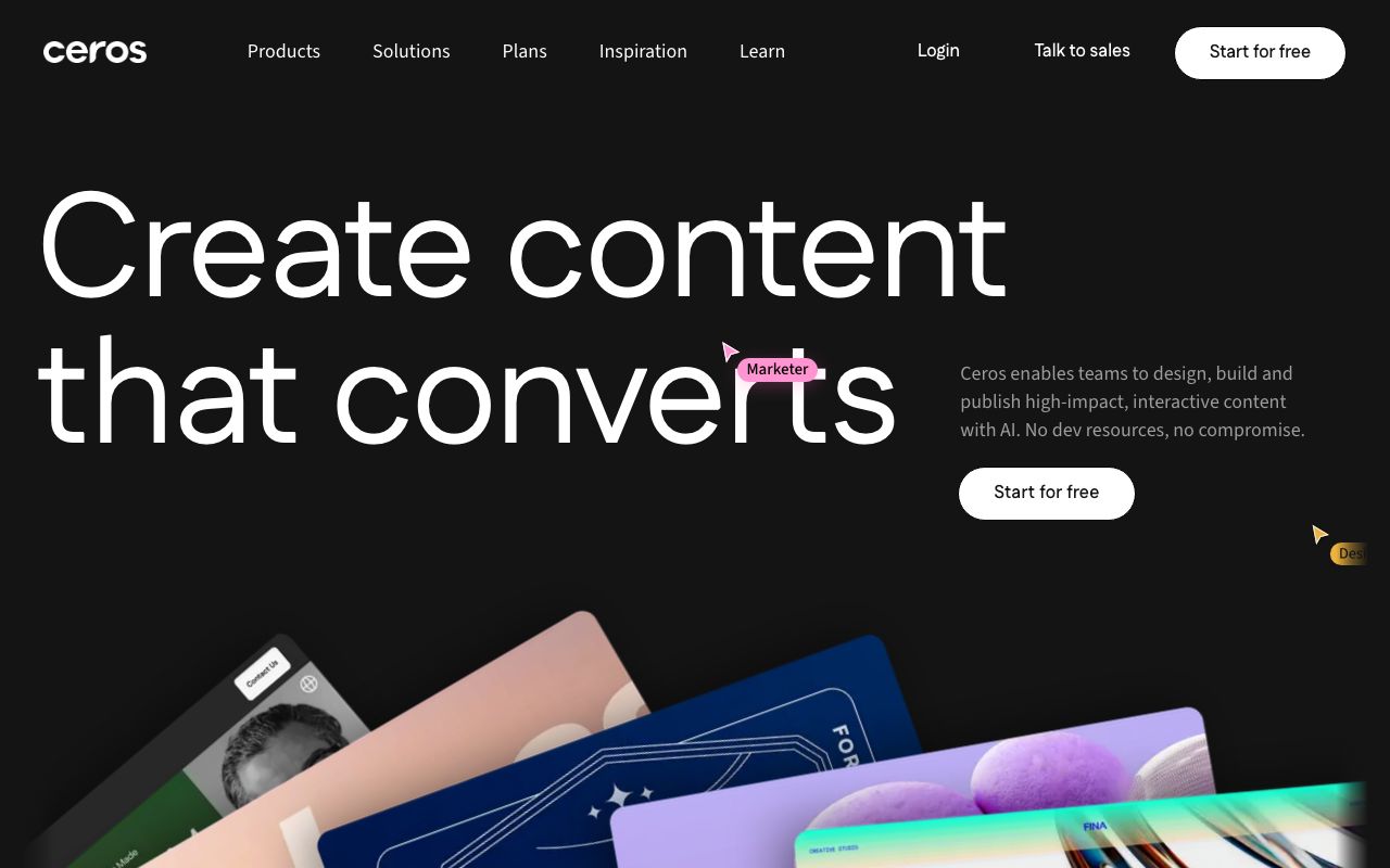 Ceros — zrzut ekranu interfejsu