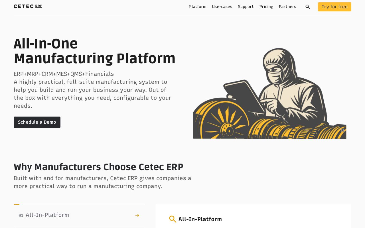 Cetec ERP — zrzut ekranu interfejsu