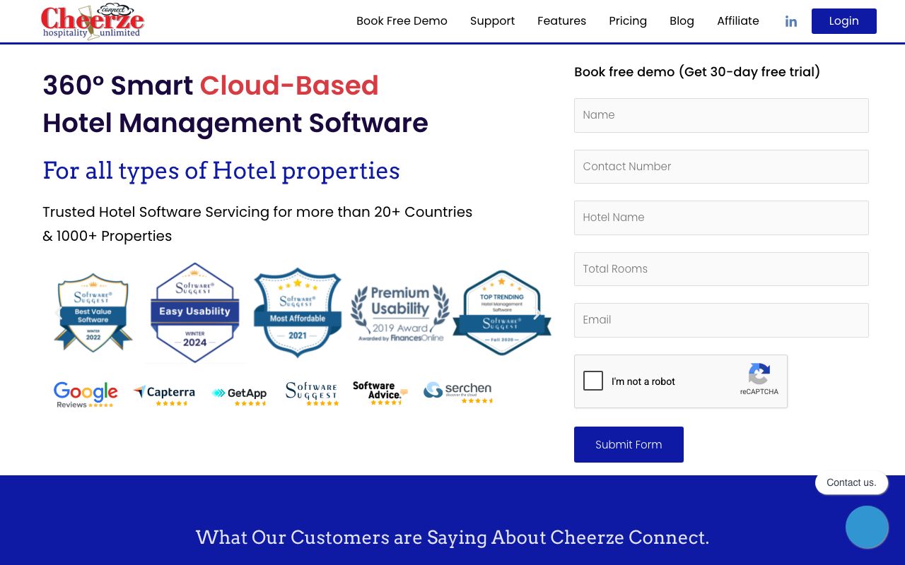 Cheerze Connect — zrzut ekranu interfejsu