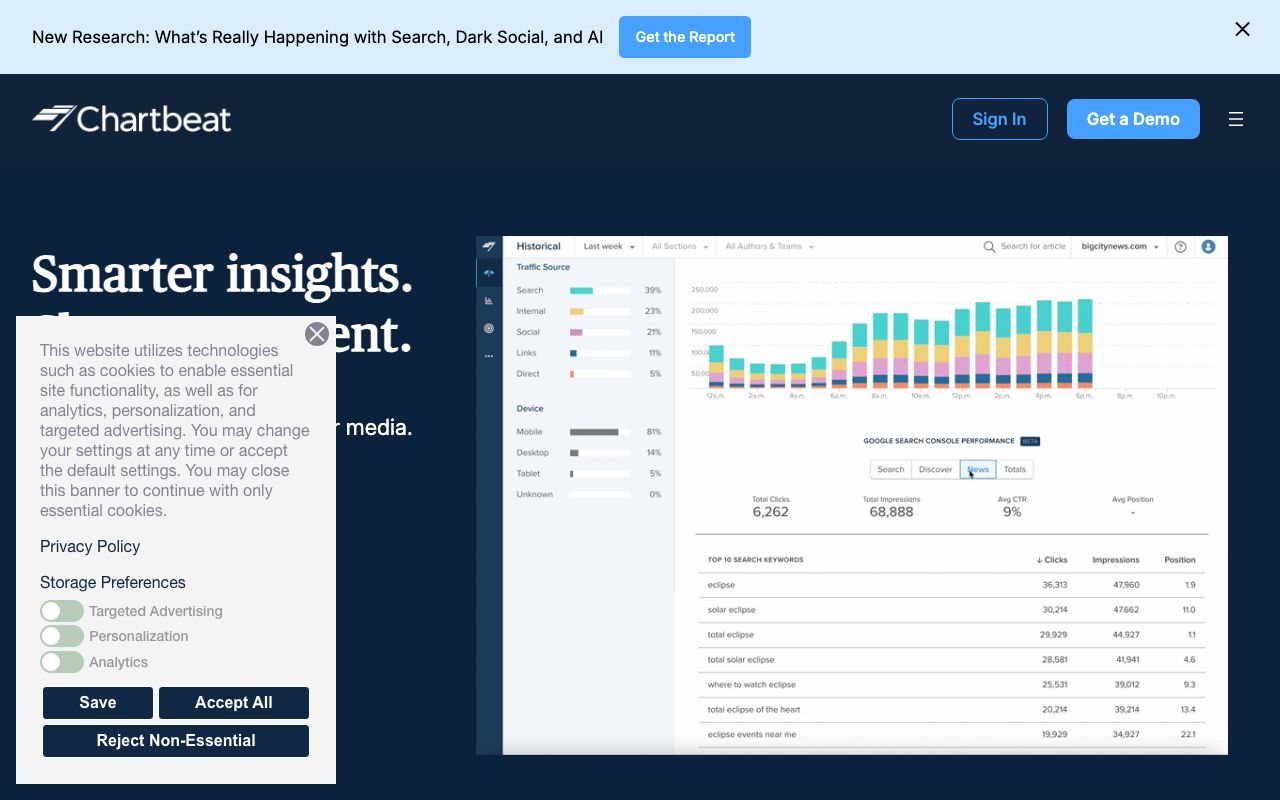 Chartbeat 2025 Pricing, Features, Reviews & Alternatives — zrzut ekranu interfejsu