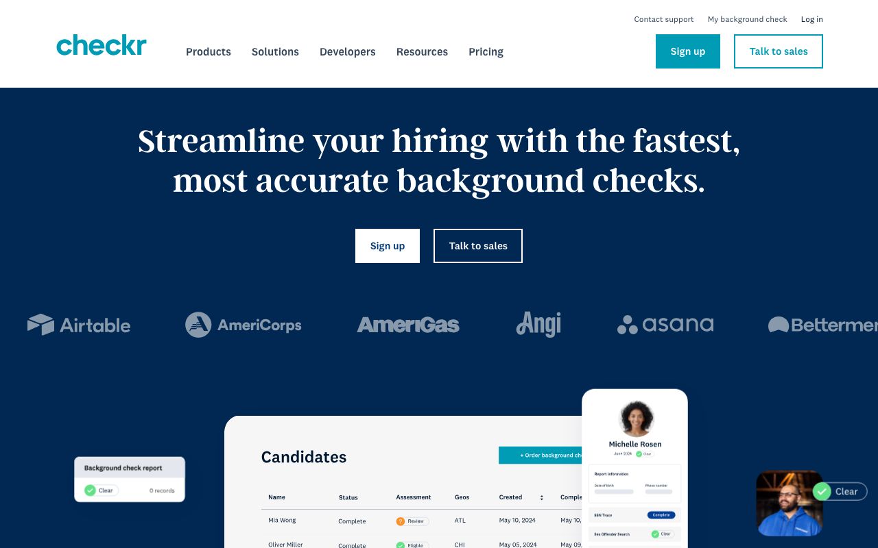 Checkr — zrzut ekranu interfejsu