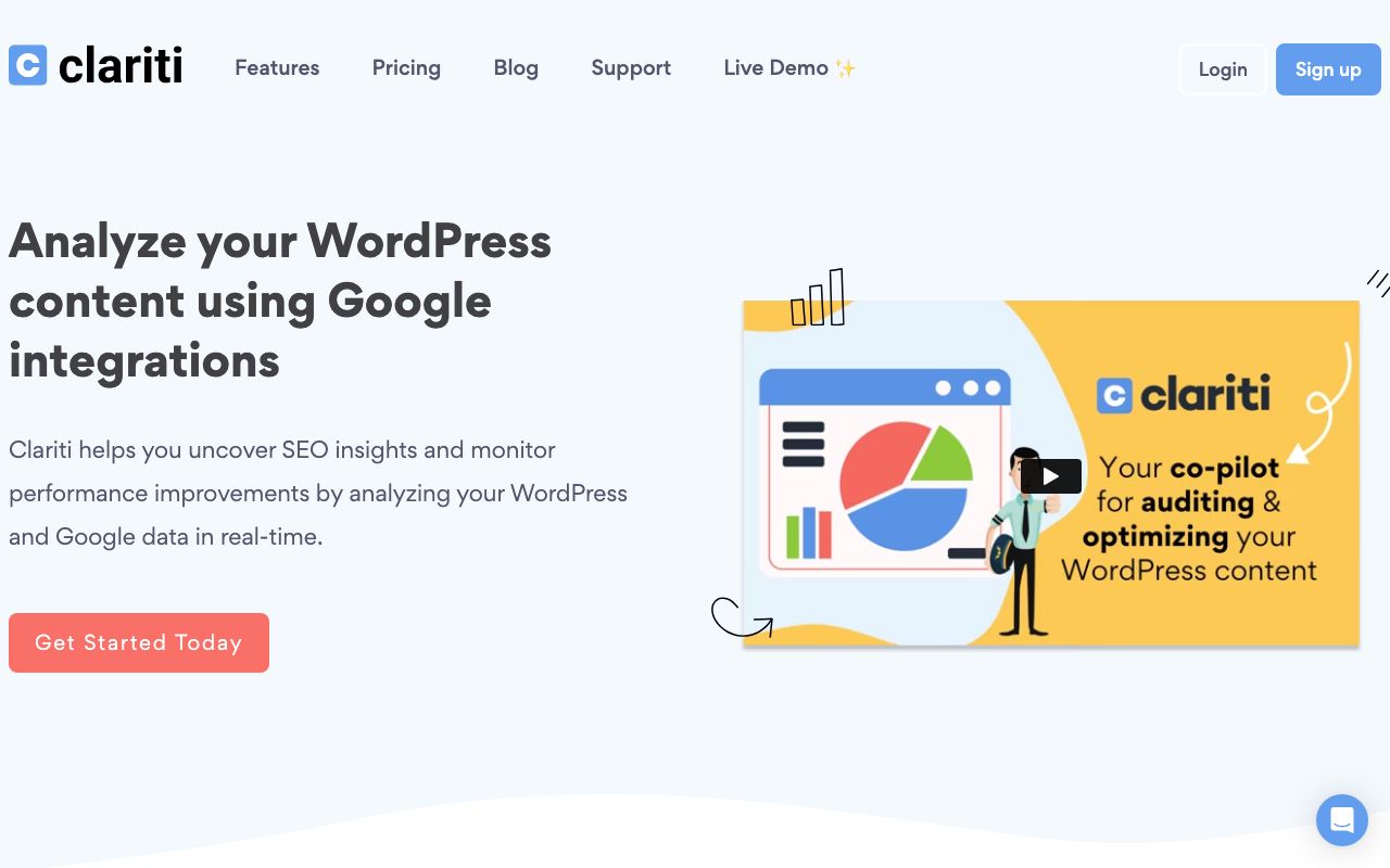 Clariti — zrzut ekranu interfejsu