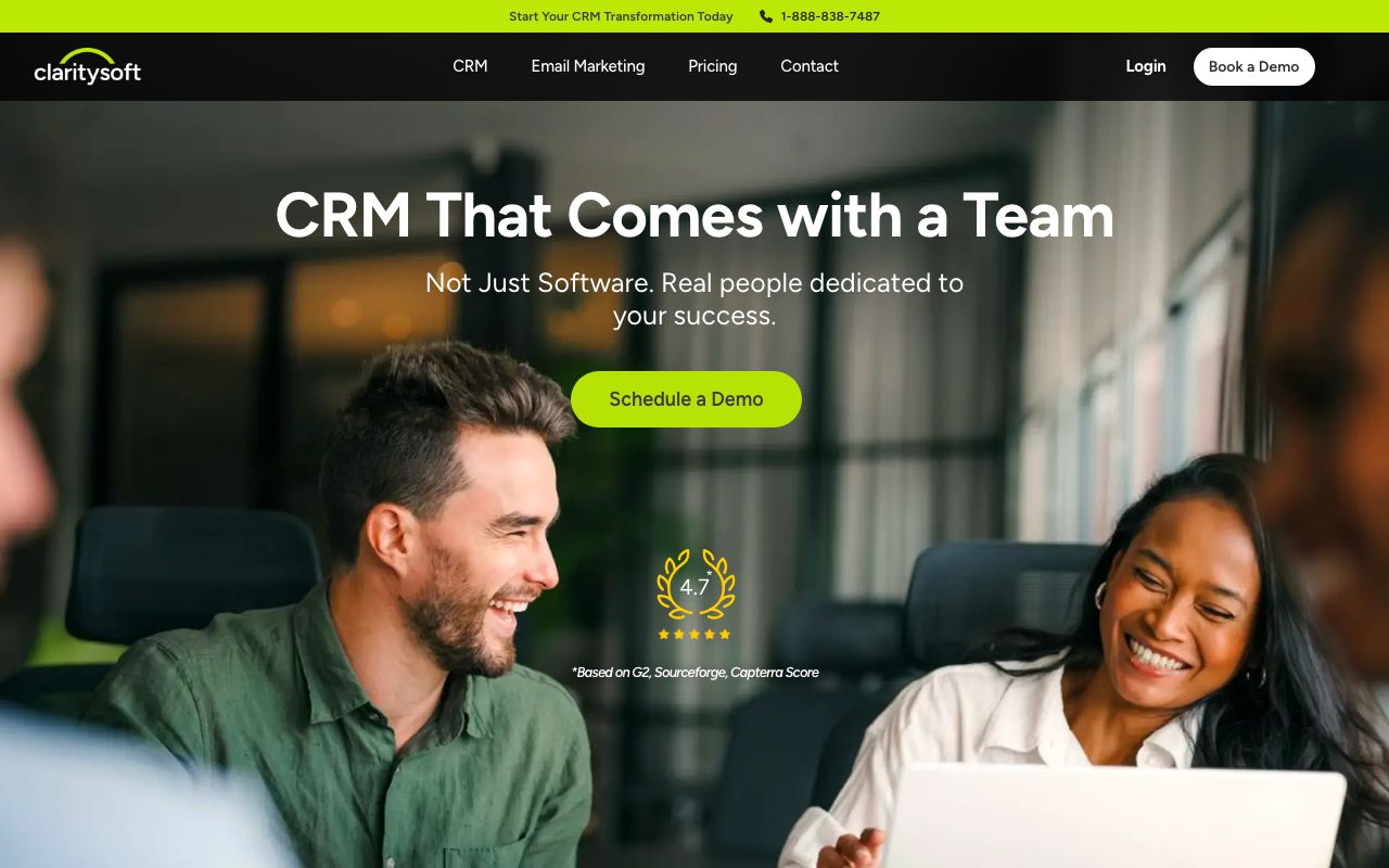 Claritysoft CRM — zrzut ekranu interfejsu