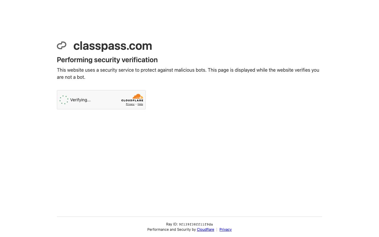 ClassPass — zrzut ekranu interfejsu