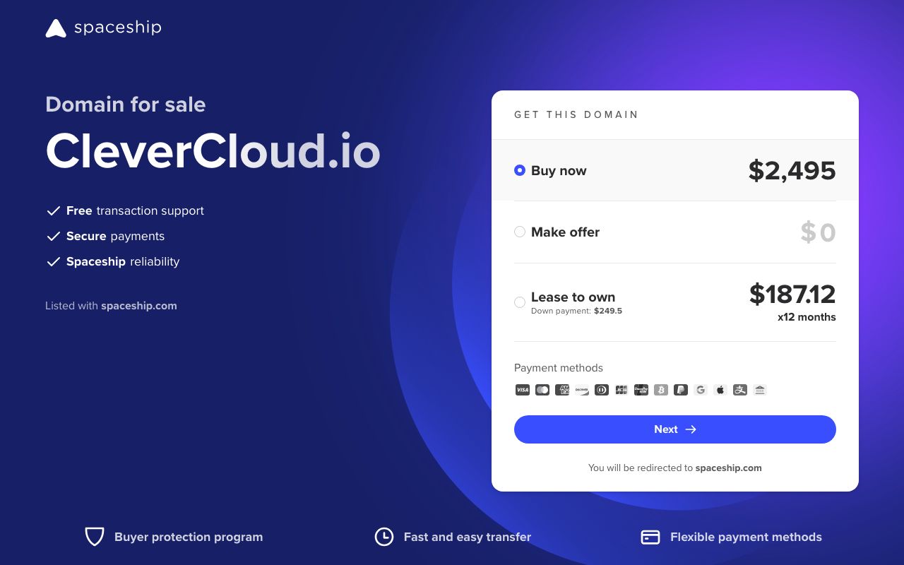 Clever Cloud — zrzut ekranu interfejsu